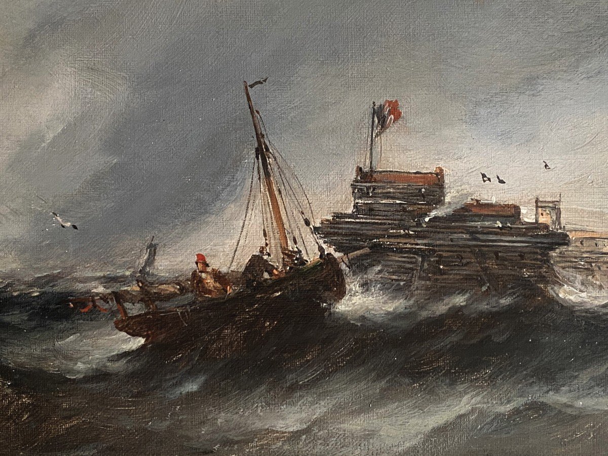 William McALPINE (XIX-XXème siècle) Scène de marine Huile sur toile signée en bas à gauche-photo-2