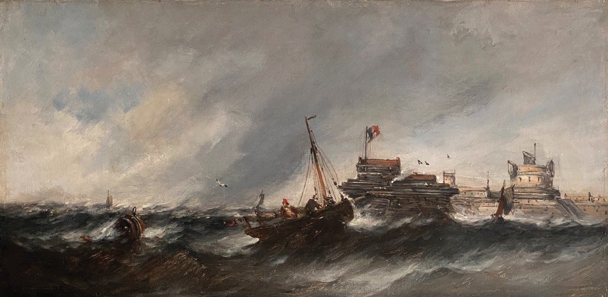 William McALPINE (XIX-XXème siècle) Scène de marine Huile sur toile signée en bas à gauche