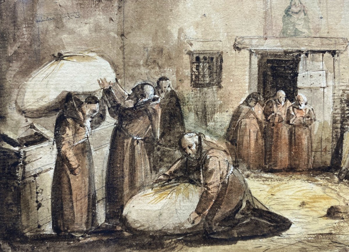 François-marius Granet (1775-1849) - Monks In A Courtyard-photo-3