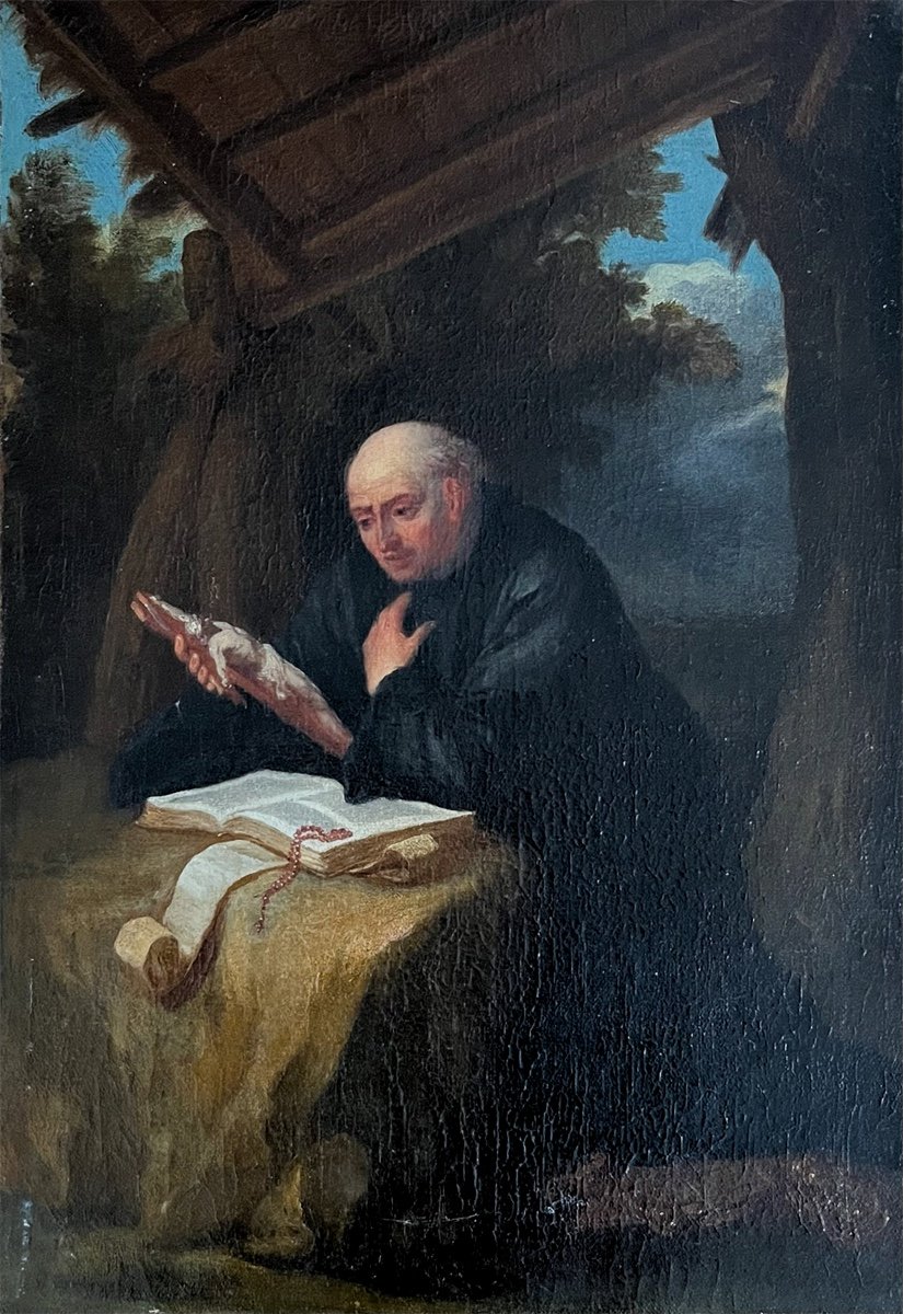 French School Of The 19th Century - Monk In Prayer 