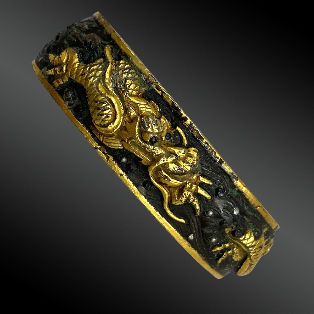 Fuchi Kashira With Dragon Motif, Signed. Japan, Edo Period-photo-3