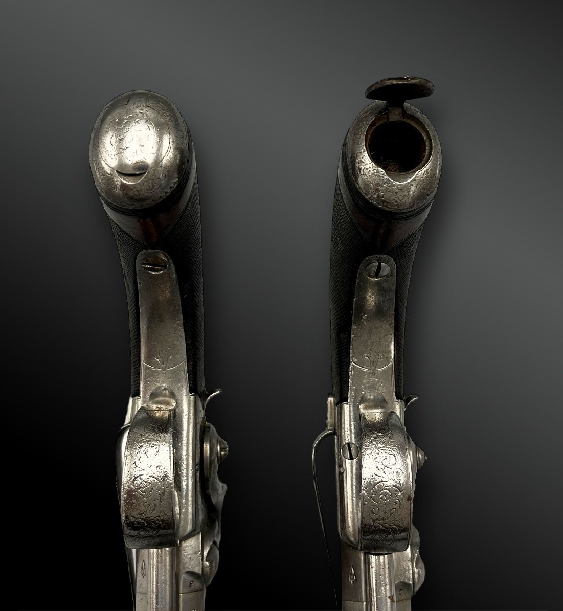 Paire De Pistolets Signée Thatam London - Londres, Royaume-uni - XIXème Siècle-photo-6
