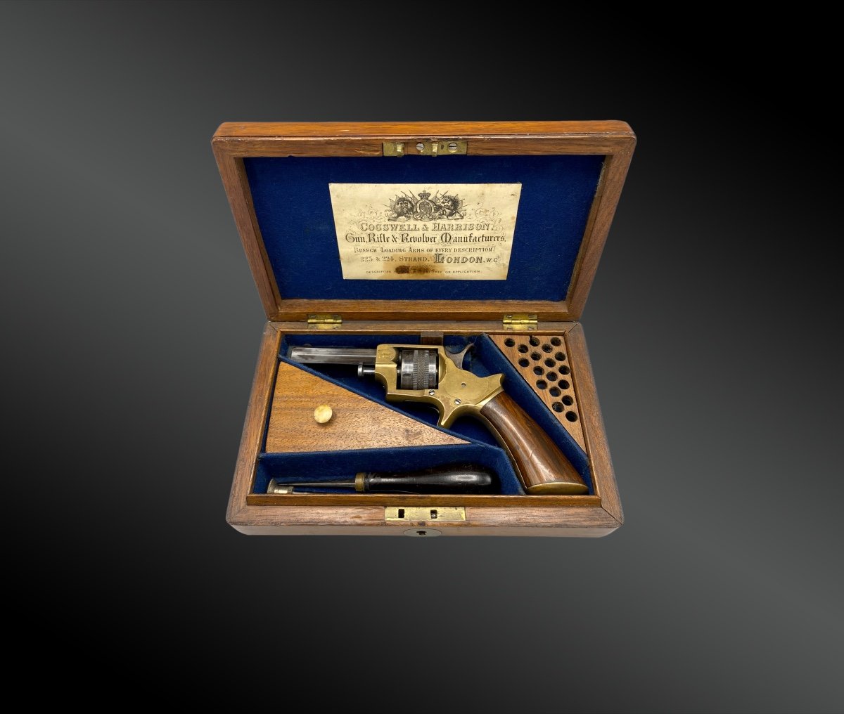 Coffret Nécessaire Revolver Tranter Cal. 22. Cogswell & Harrison Angleterre – Londres XIXème
