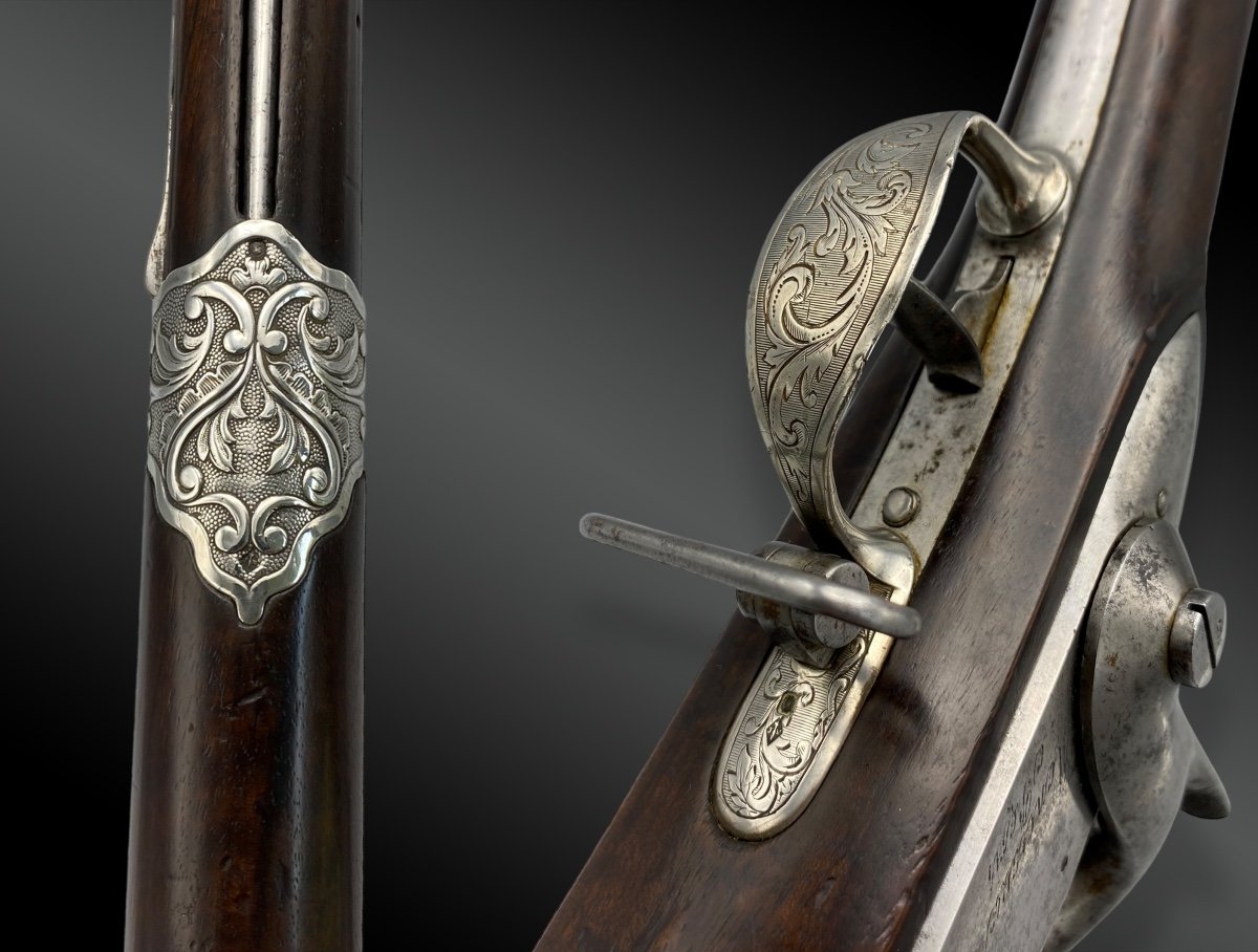 Military Type Rifle, Signed Manceaux, For The Oriental Market, With Silver Trims-photo-4