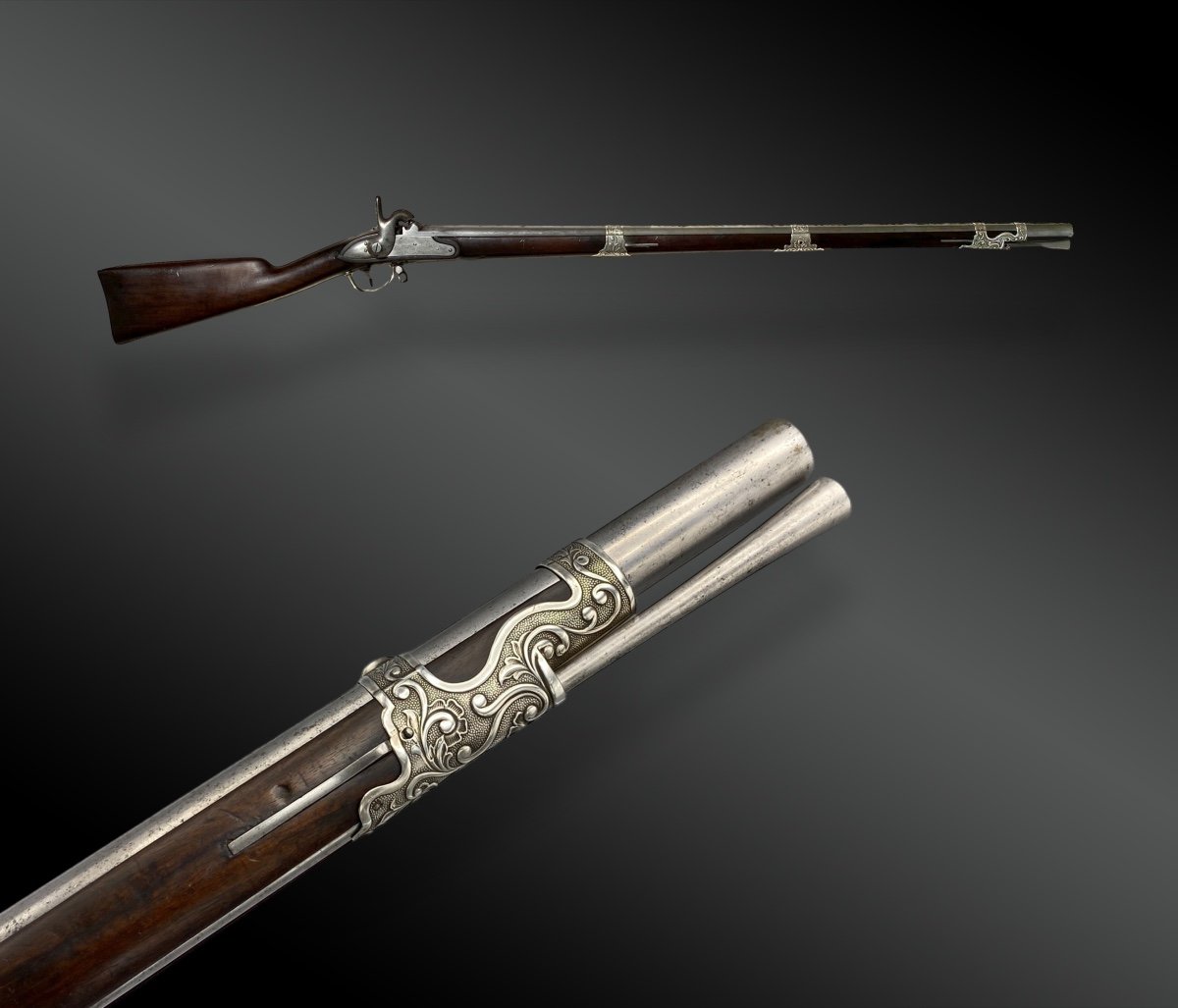 Military Type Rifle, Signed Manceaux, For The Oriental Market, With Silver Trims