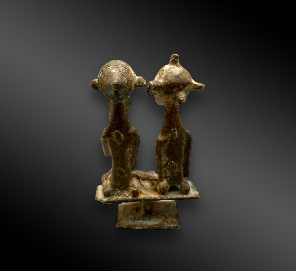 Statuette Figurant Un Couple Assis Sur Un Tabouret Commun - Culture Sénufo, Côte D’ivoire-photo-4