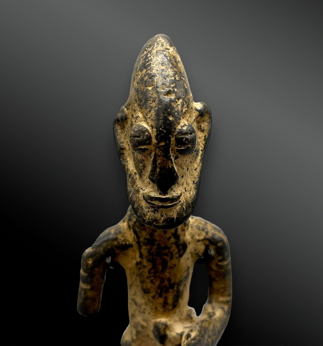 Buste D’homme Le Crâne Très Effilé - Culture Dogon, Mali - XIXème Siècle Ou Antérieur-photo-3