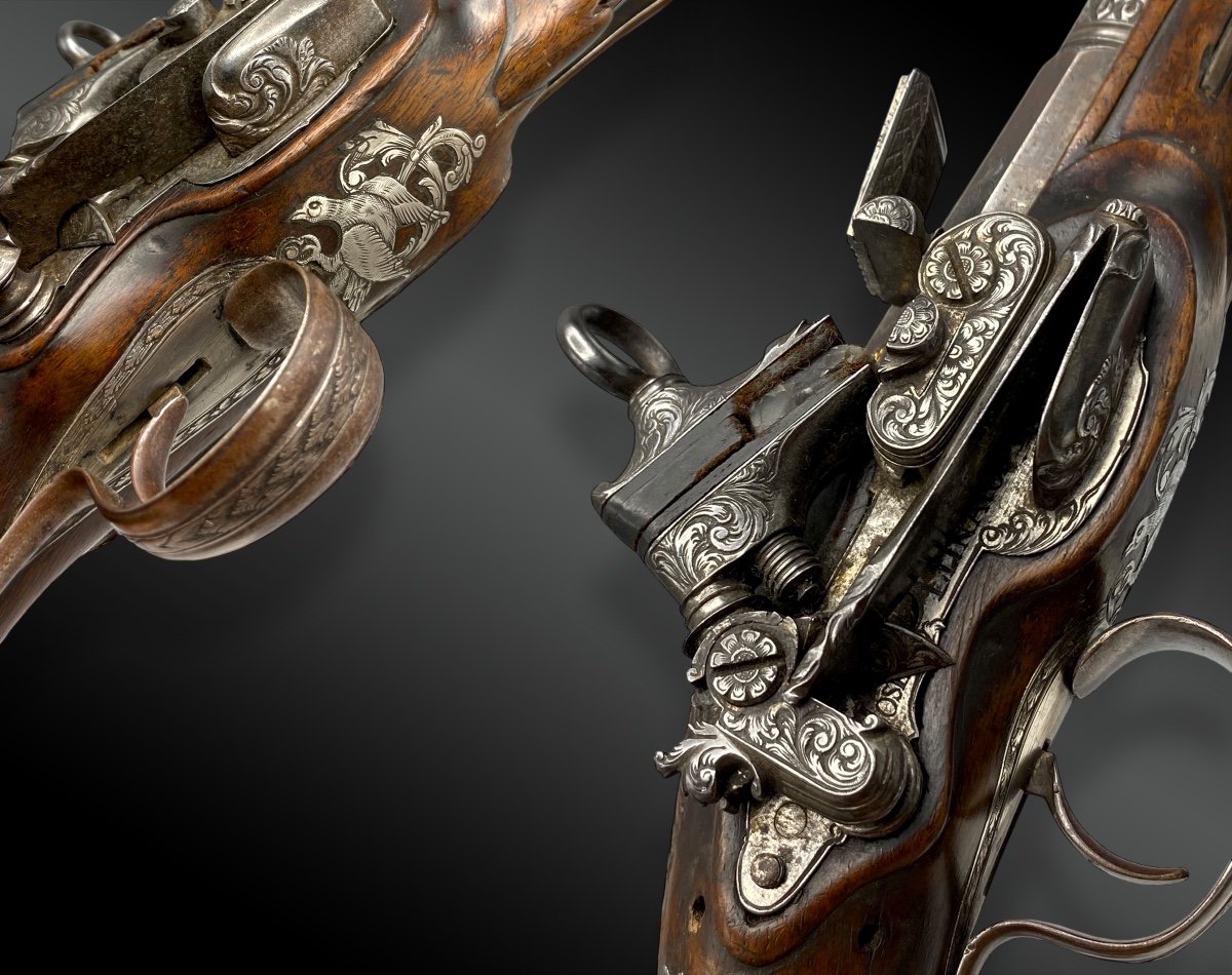 Paire De Pistolets à Silex Luxe, Par Joseph Llinaros Espagne Vers 1800-photo-4