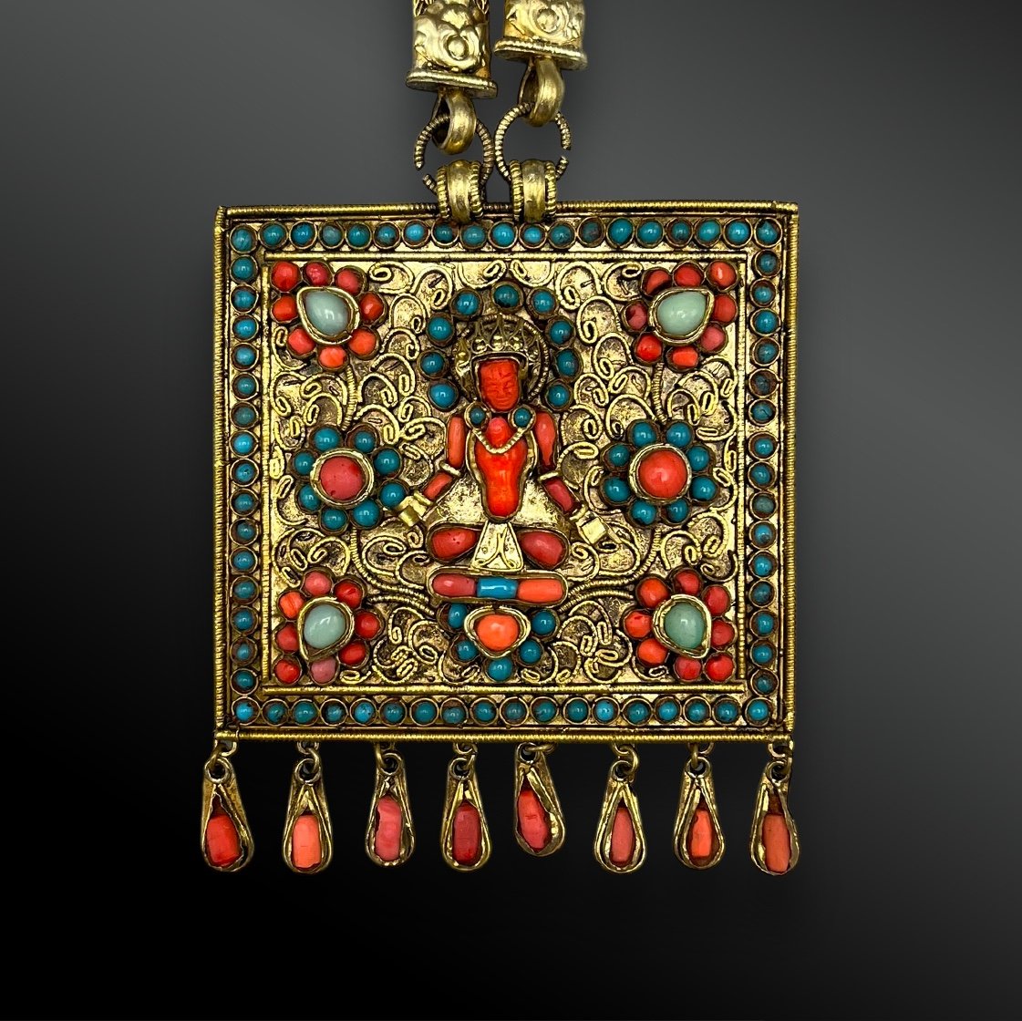 Amulette Pendentif Animée De Vishnou - Tibet - XIXème Siècle -photo-2
