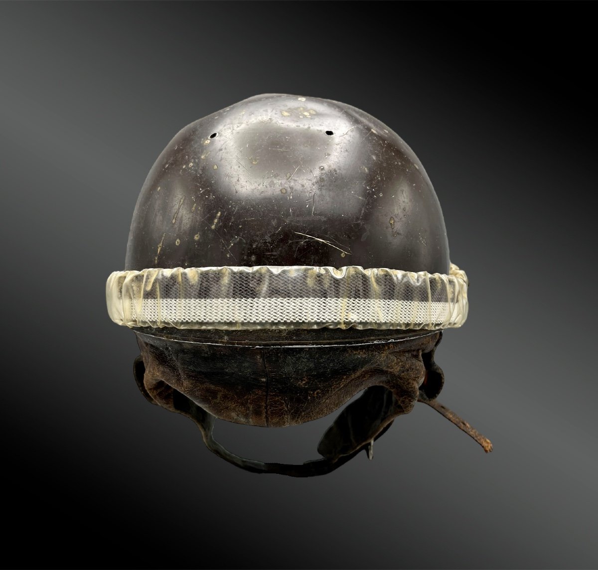 Geno Paris Motorcycle Rider Helmet With Goggles - France - First Half Of The 20th Century-photo-4