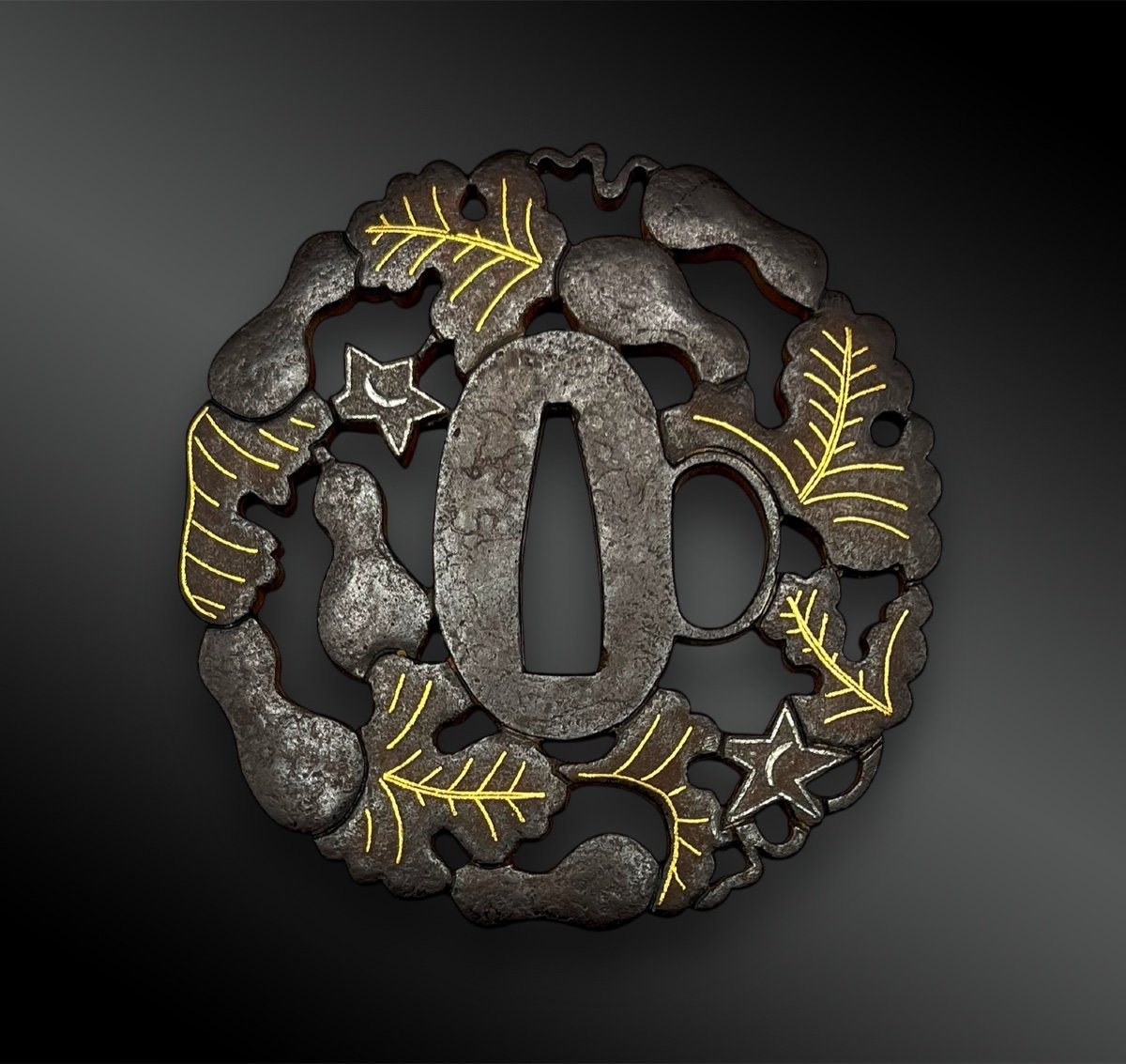 Tsuba Maru Gata - Japon - Période Edo (1603-1868) Signé-photo-3