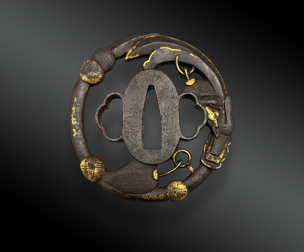 Pair Of Tsuba For Daisho, With The Seiryu Engetsu Sword Motif. Signed Japan - Edo Period -photo-4