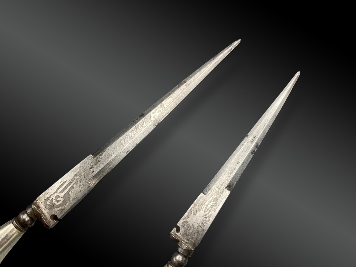Corsican Stiletto With Scabbard. Engraved Blade. France, Circa 1880-photo-2