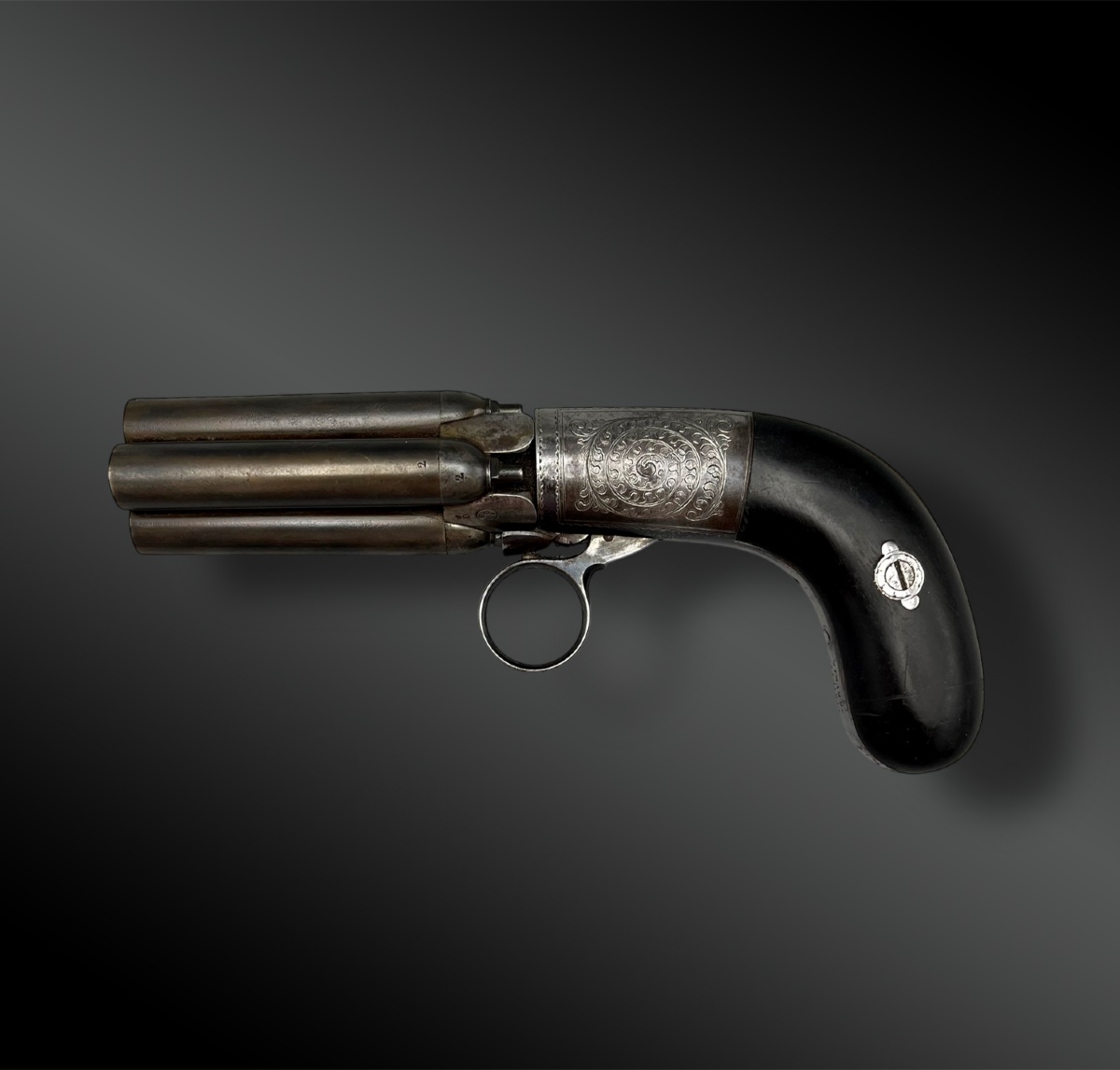 Revolver Poivrière Signée Mariette - Liège, Belgique - XIXème Siècle-photo-2