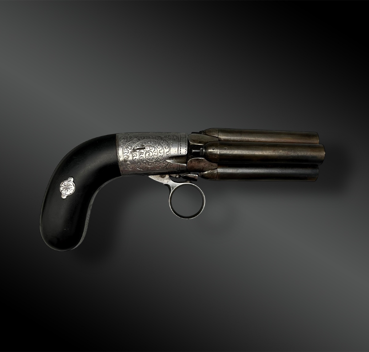 Revolver Poivrière Signée Mariette - Liège, Belgique - XIXème Siècle