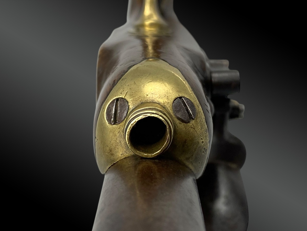 Pistolet d’officier à silex, signé FATOU à Paris France, XIXème siècle-photo-1