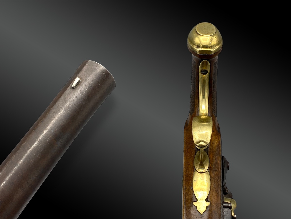 Pistolet d’officier à silex, signé FATOU à Paris France, XIXème siècle-photo-2