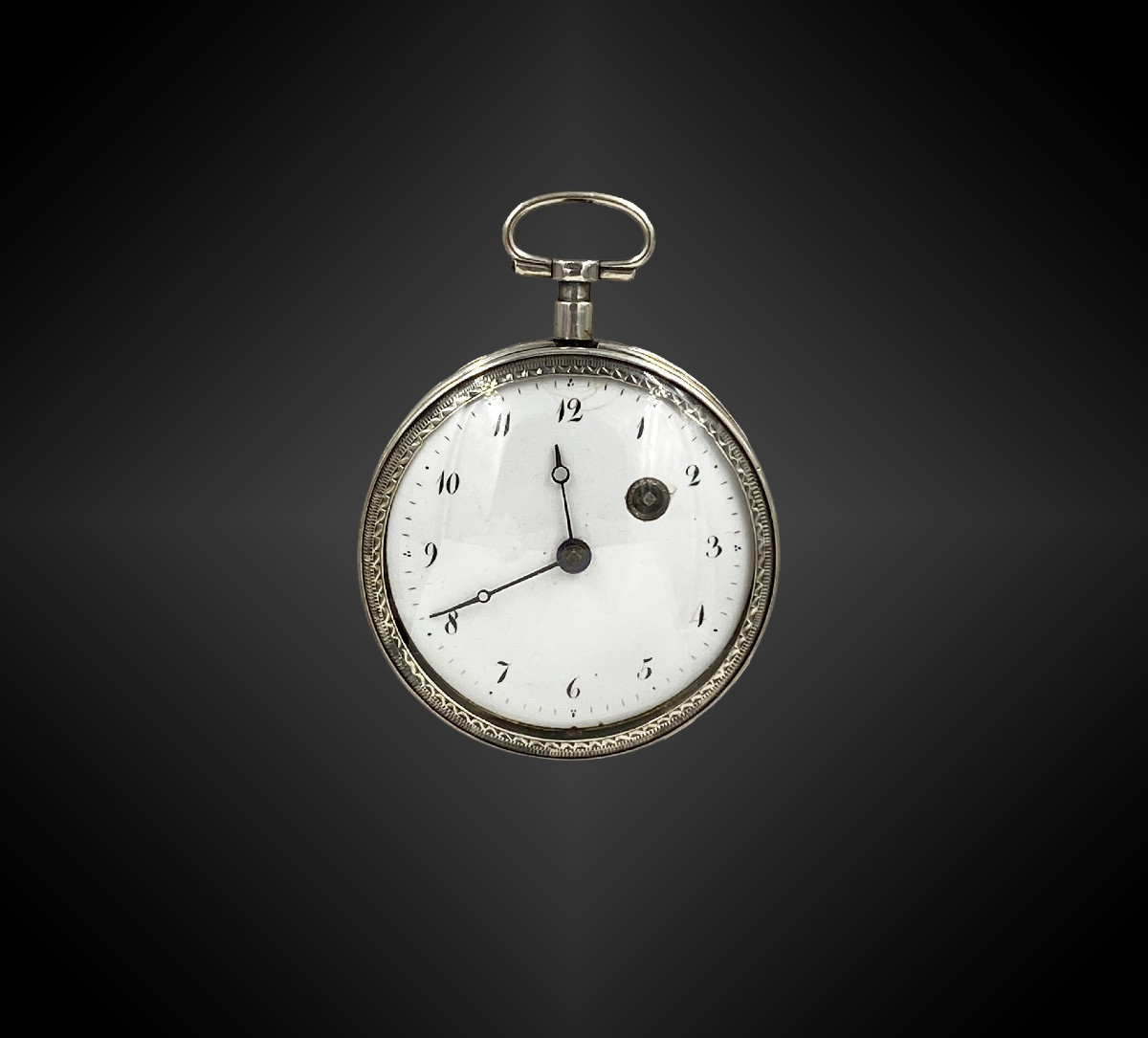 Silver Pocket Watch With A Bird Rooster, Signed Sacre à Paris. France, Early 19th Century-photo-2