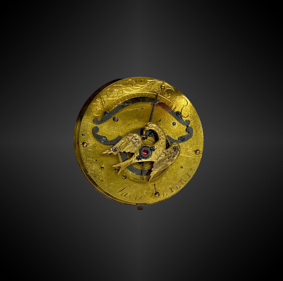 Silver Pocket Watch With A Bird Rooster, Signed Sacre à Paris. France, Early 19th Century-photo-3