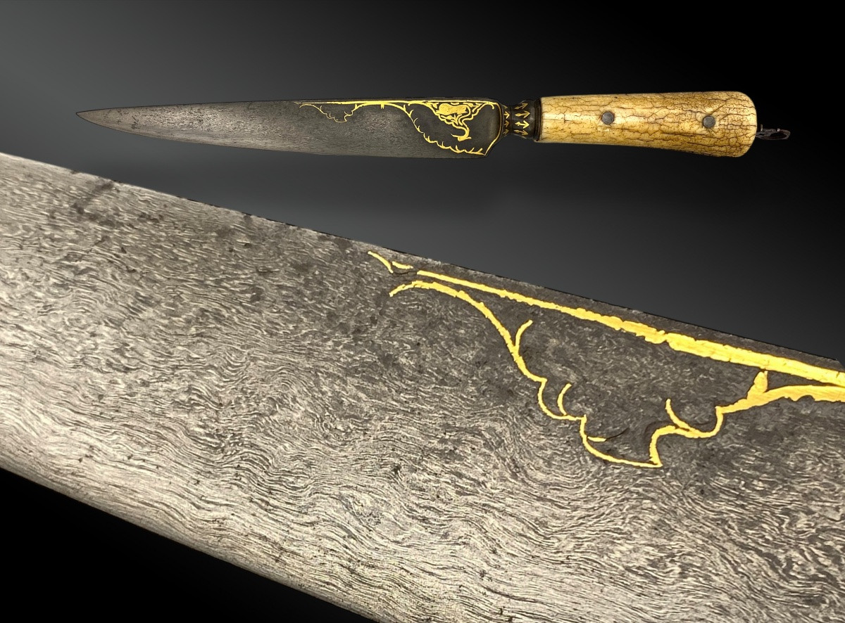 Straight Knife, Kard, Wootz Damascus Blade - Eastern Iran - 18th Century -photo-2