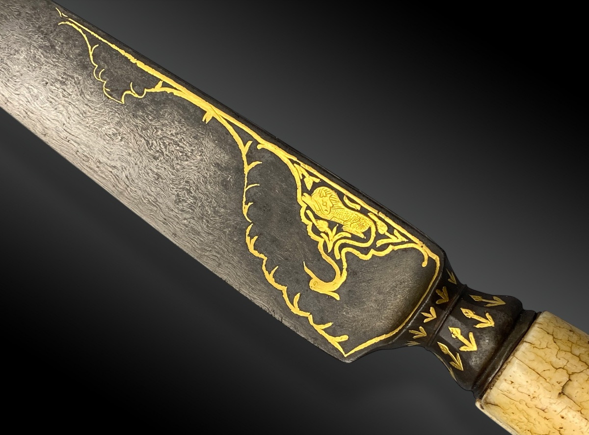 Straight Knife, Kard, Wootz Damascus Blade - Eastern Iran - 18th Century -photo-1