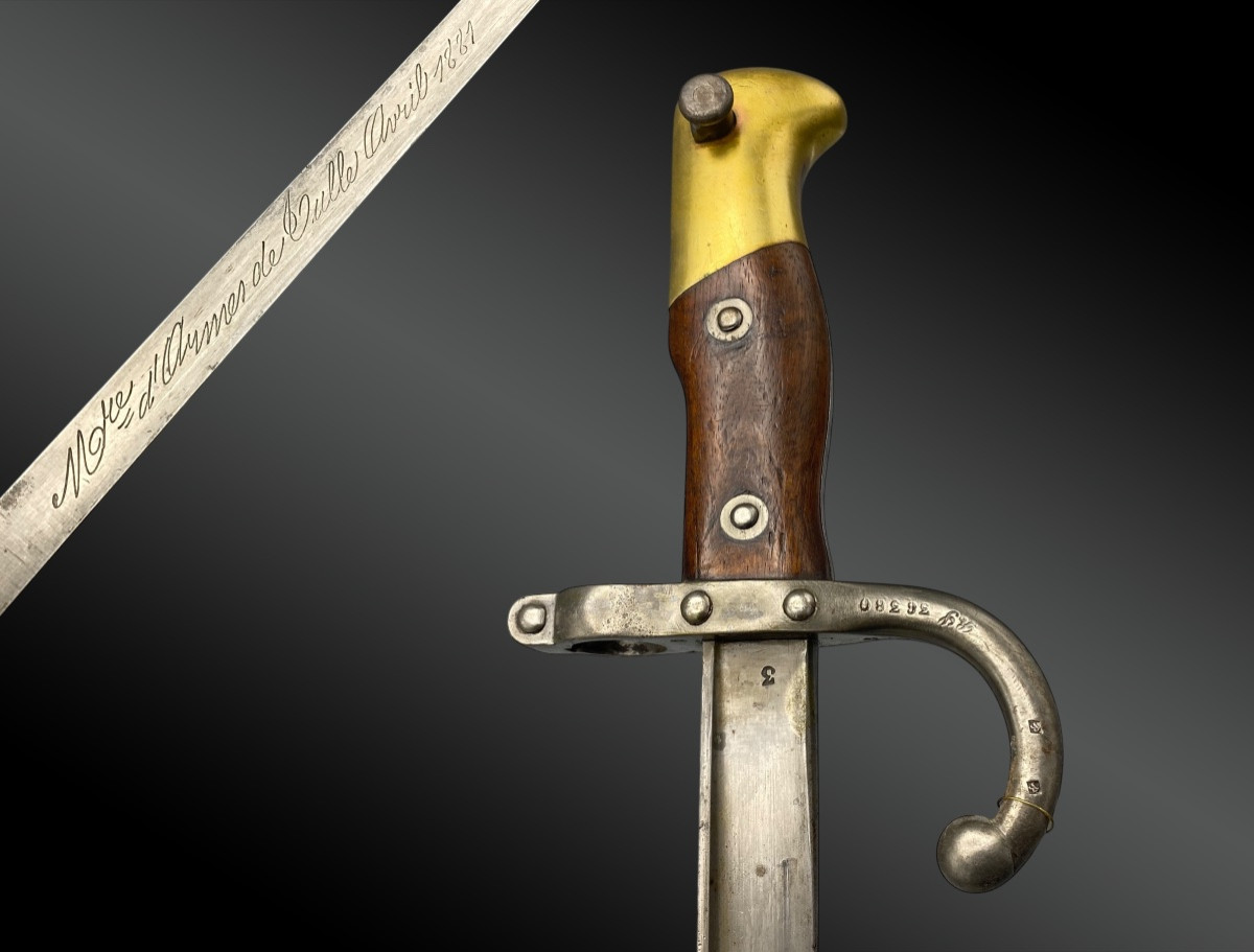 EPEE-BAÏONNETTE Gras modèle 1874 – TULLE Avril 1881 avec fourreau France XIXème siècle-photo-2