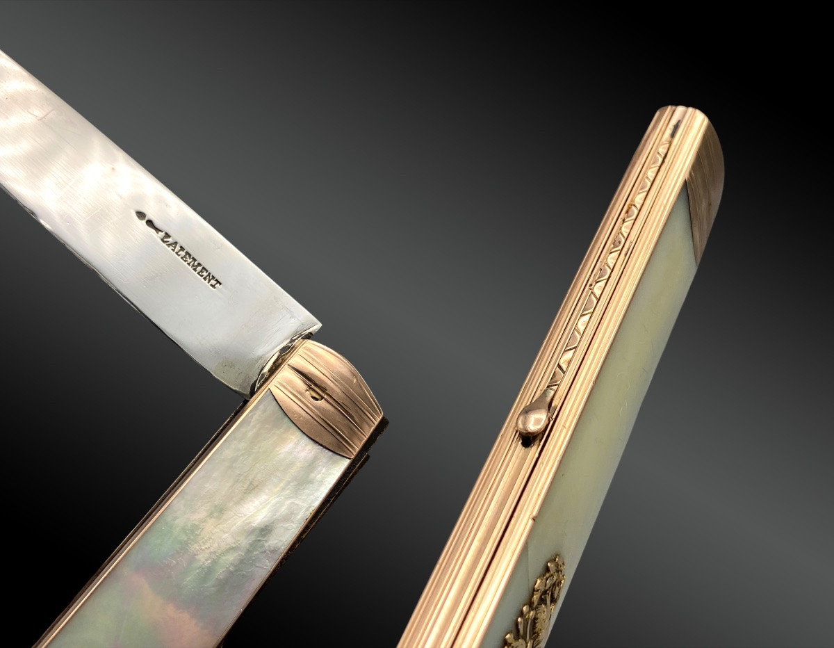 Luxury Closing Knife, Gold, Silver And Mother-of-pearl, France, Late 18th Century-photo-2