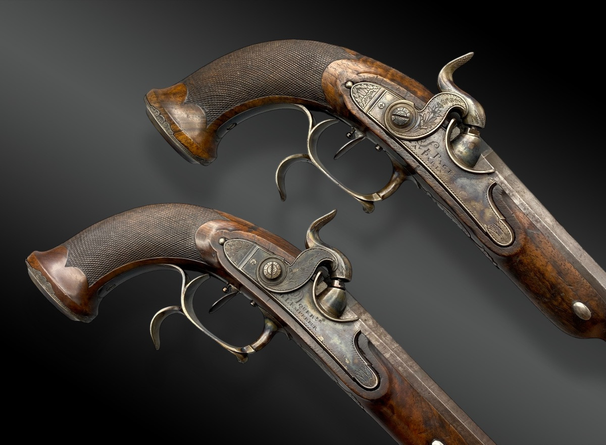 PAIRE DE PISTOLETS D’OFFICIER par LEPAGE A PARIS France, Premier Empire. -photo-2