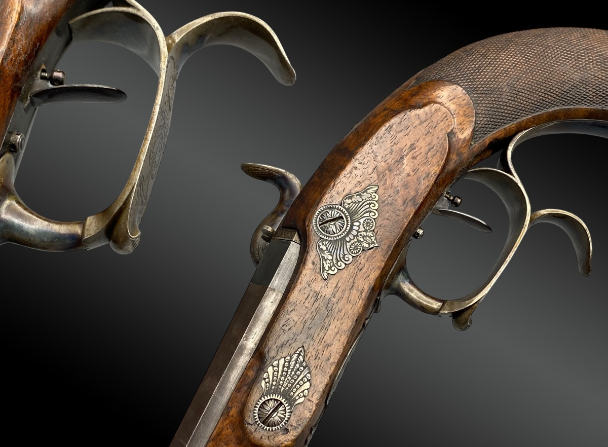 PAIRE DE PISTOLETS D’OFFICIER par LEPAGE A PARIS France, Premier Empire. -photo-1