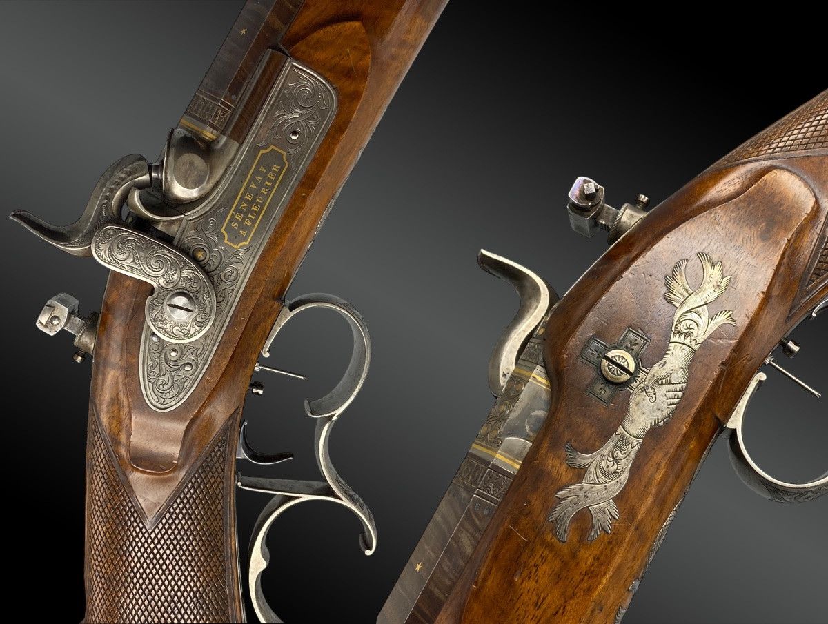 FUSIL DE MATCH, A PERCUSSION GRAND LUXE par SENEVAY à FLEURIER Suisse vers 1850-photo-2