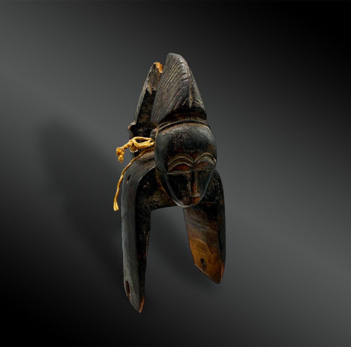 ÉTRIER de POULIE de MÉTIER à TISSER à VISAGE BIFRONS Culture Baoulé, Côte d’Ivoire Première -photo-4