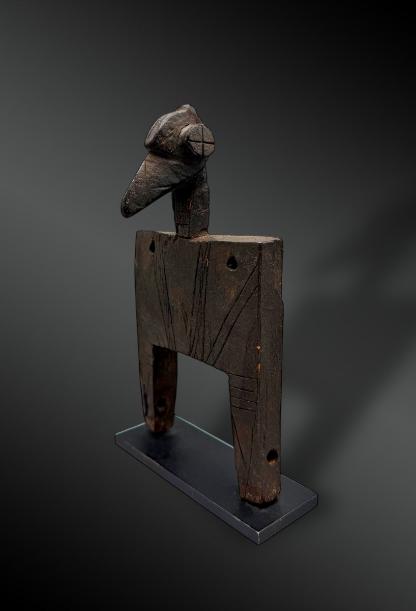 ÉTRIER de POULIE de MÉTIER à TISSER animé d’uneTÊTE de CALAO Culture Sénoufo, Côte d’Ivoire -photo-3