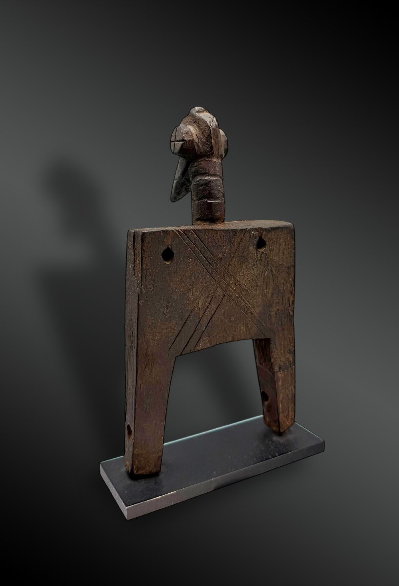 ÉTRIER de POULIE de MÉTIER à TISSER animé d’uneTÊTE de CALAO Culture Sénoufo, Côte d’Ivoire -photo-4