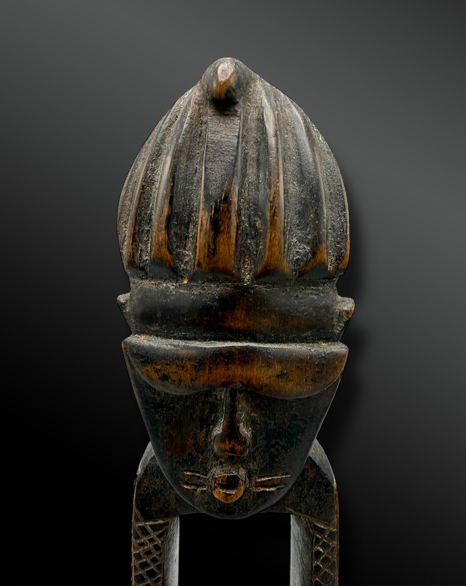 Pulley Stirrup For A Weaving Loom, Animated By A Mask From The Djimini Culture, Ivory Coast -photo-2