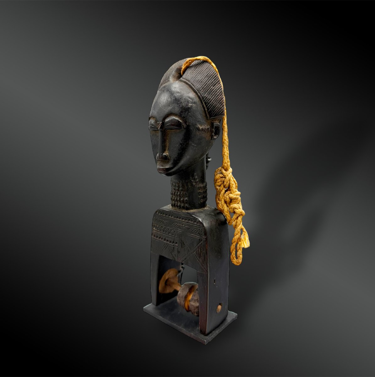 Pulley Stirrup Of A Weaving Loom Animated With An Anthropomorphic Face, Baoulé Culture -photo-3