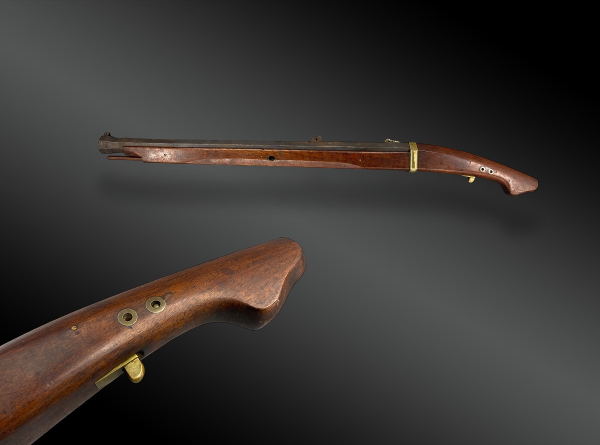 TEPPO : Arquebuse à Mèche Japonaise, à canon lourd, signée. Japon - Période Edo (1603–1868)-photo-2