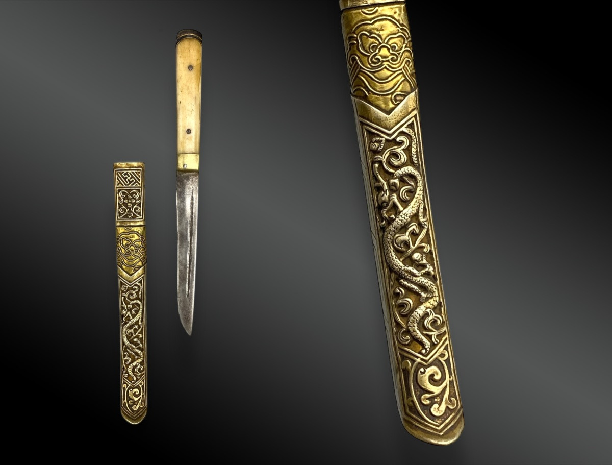 Women's Knife, With Needle Holder  Tibet, 19th Century-photo-1