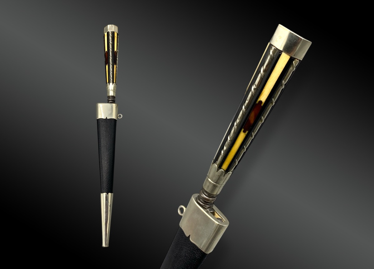 STYLET CORSE, avec poignée à colonnades et son fourreau. France, XIXème siècle -photo-2