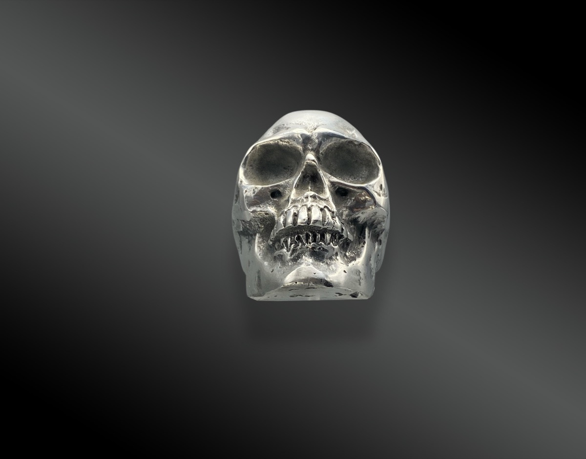 Crâne, Vanité en argent. Europe, XXème siècle-photo-2