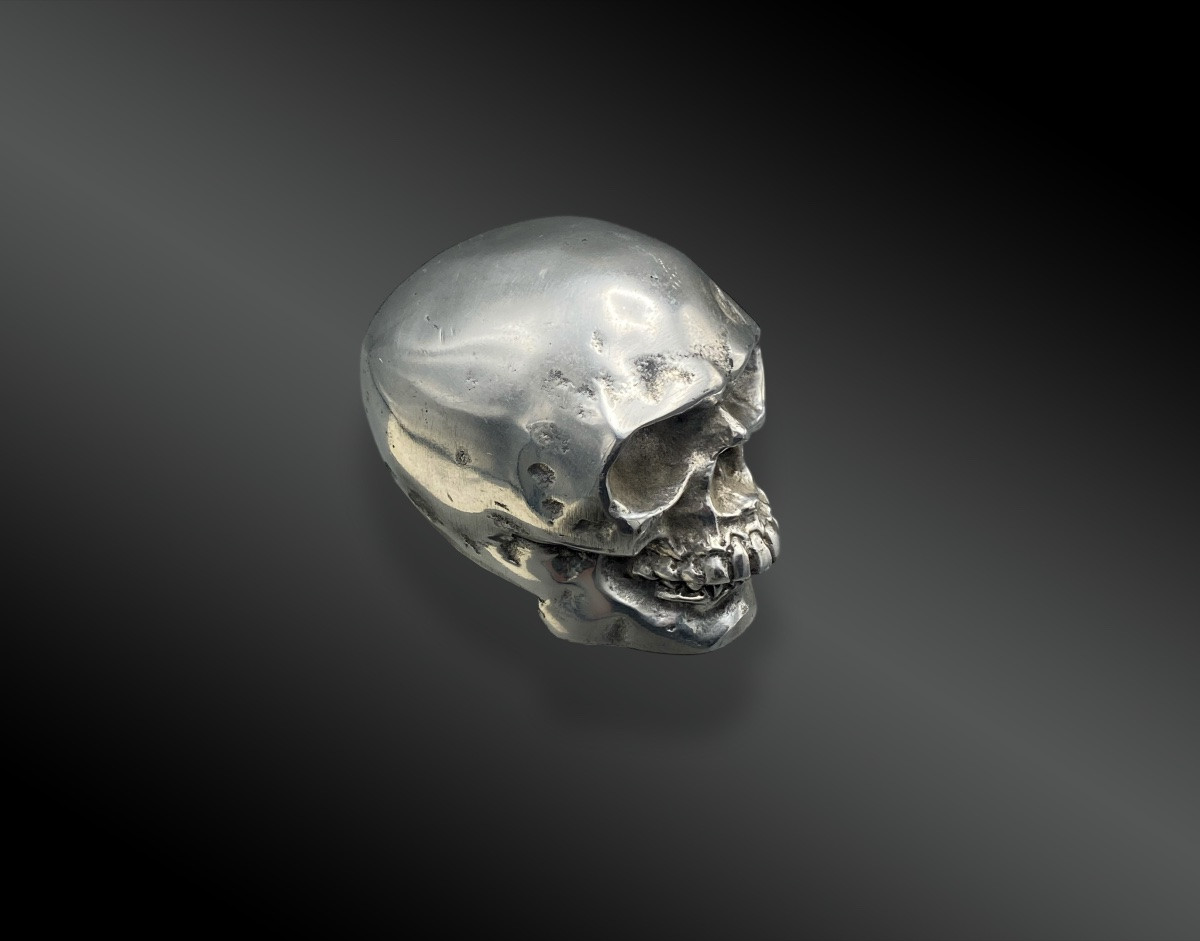 Crâne, Vanité en argent. Europe, XXème siècle-photo-3
