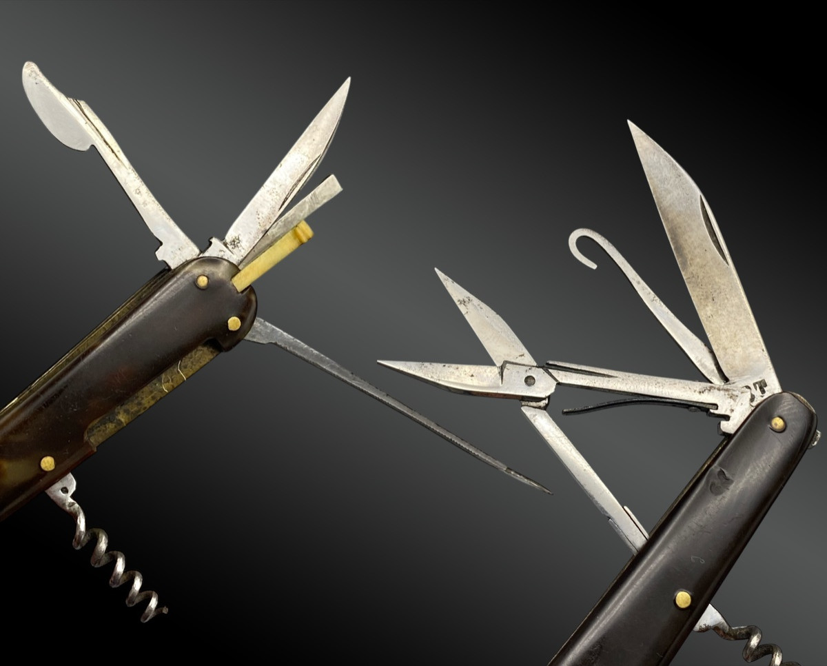 Nine-piece Folding Knife, Nogent, Marked Bt France, Early 20th Century-photo-2