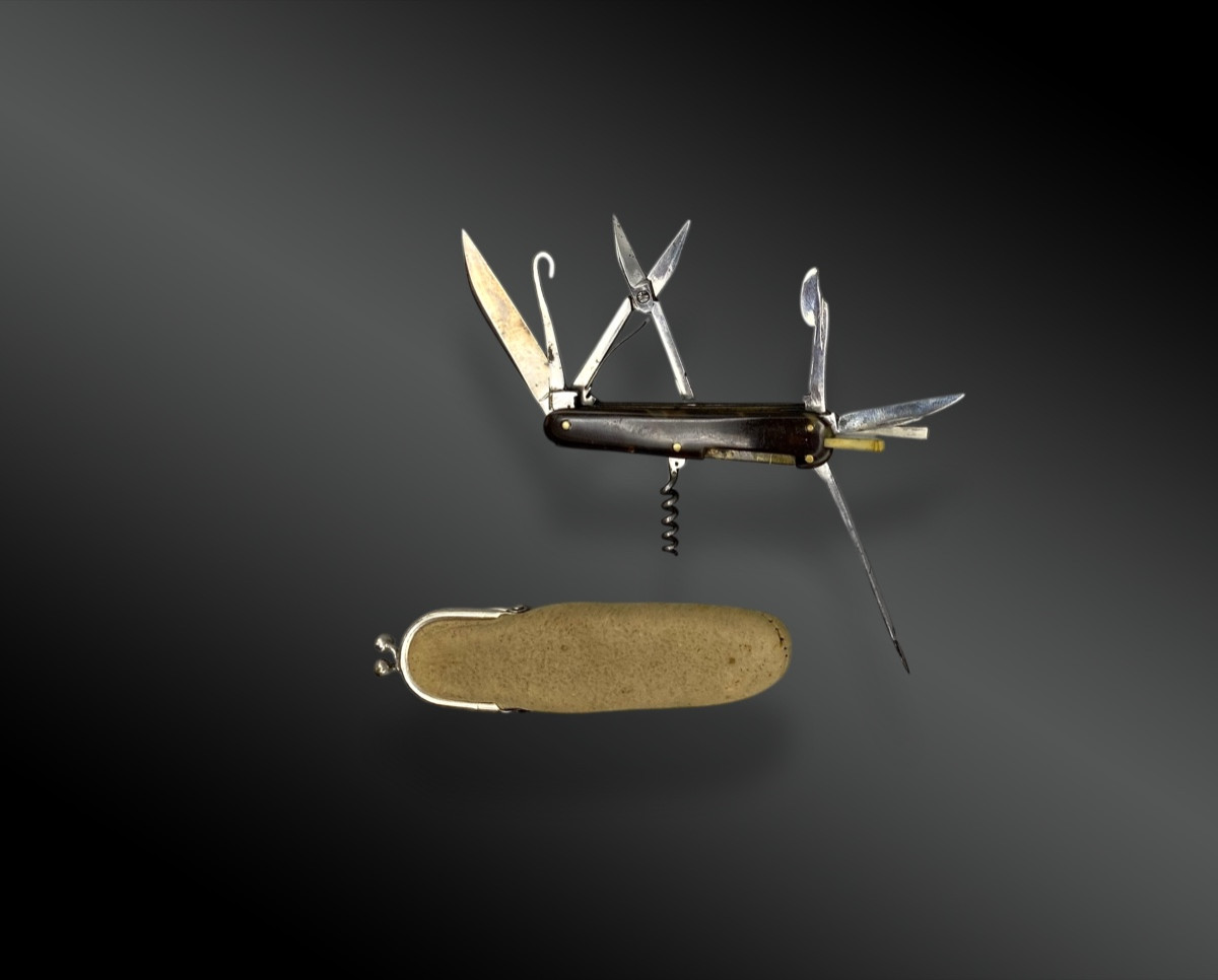 Nine-piece Folding Knife, Nogent, Marked Bt France, Early 20th Century