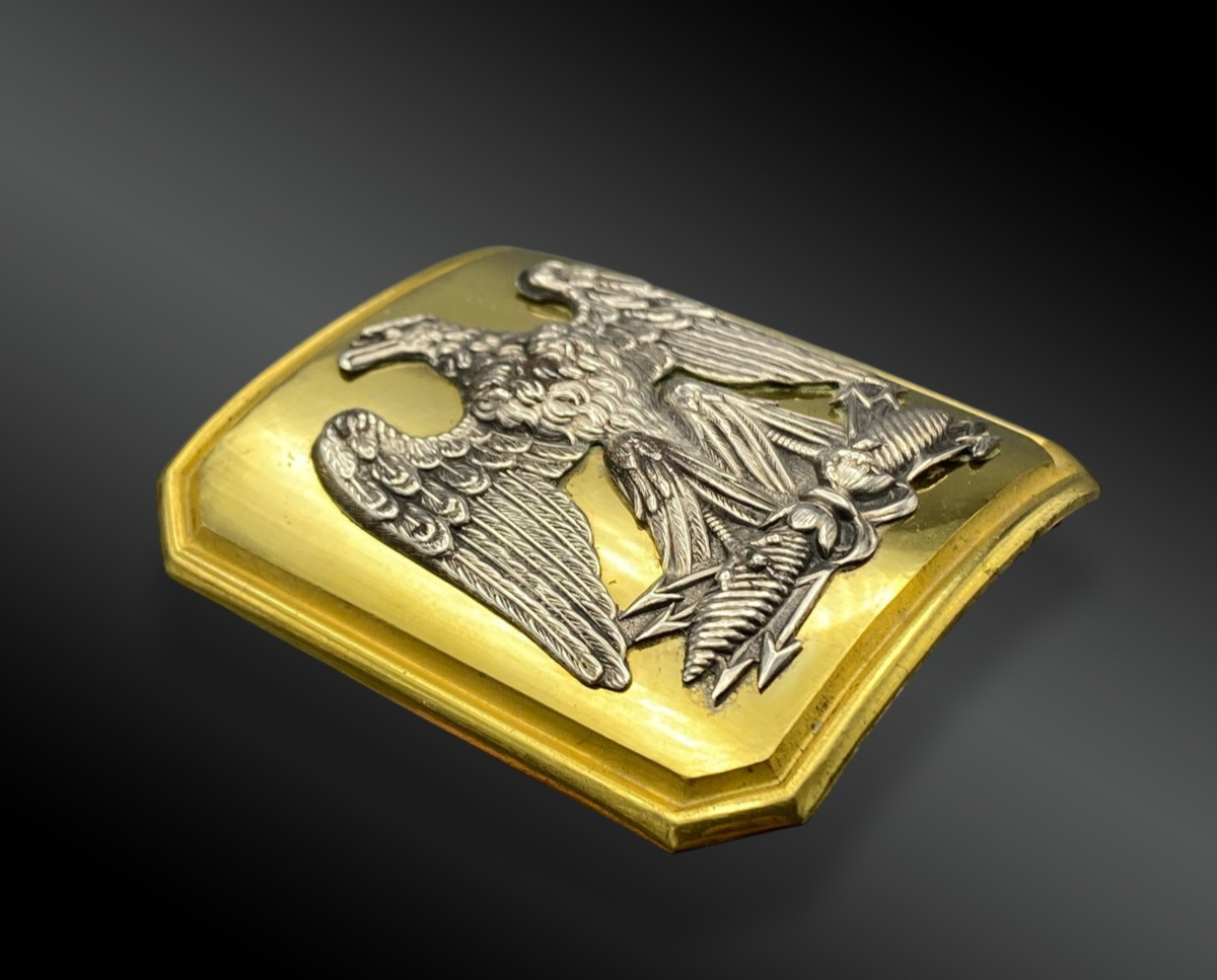 PLAQUE DE CEINTURON D'OFFICIER DE LA GARDE NATIONALE, modèle 1850 France, -photo-2