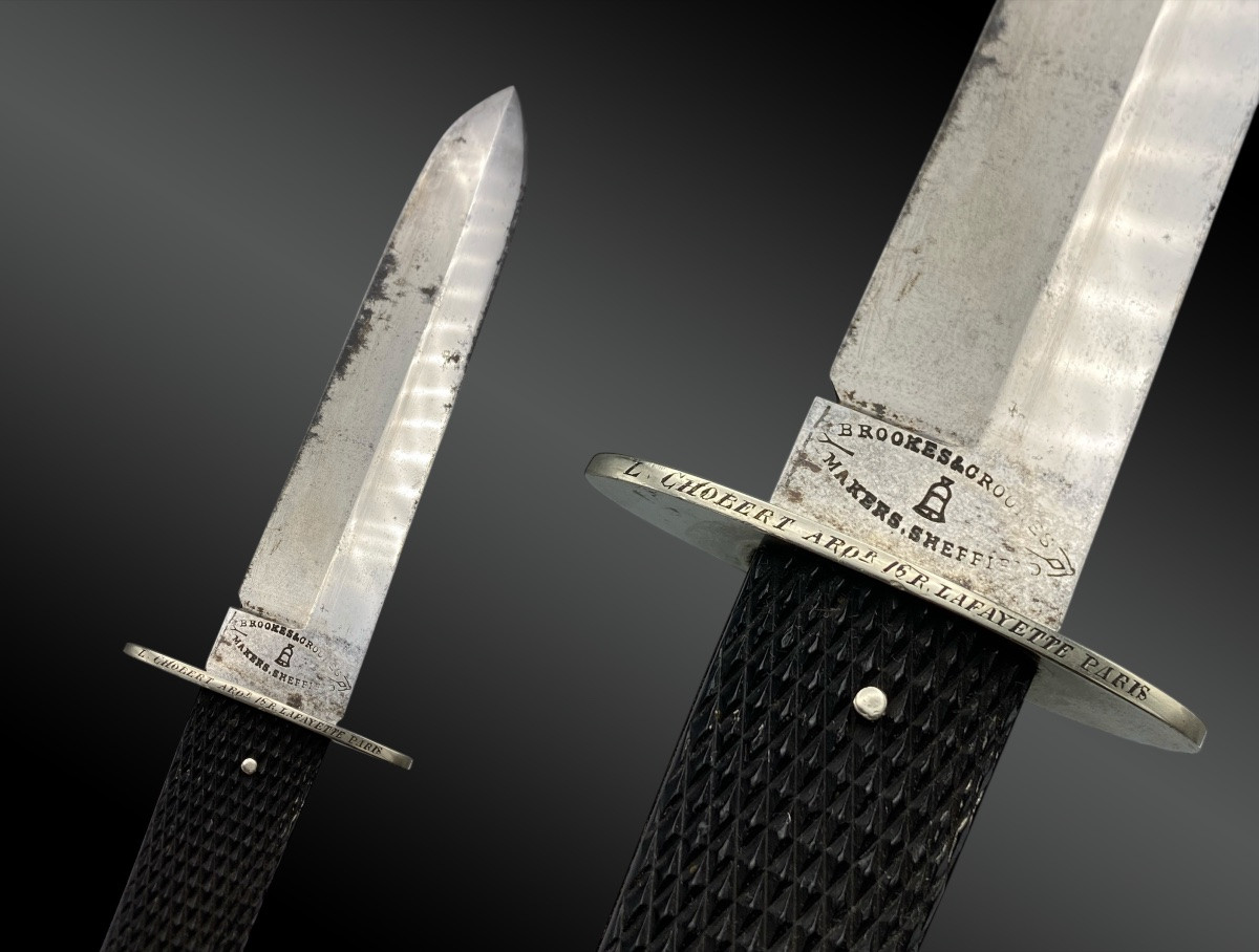 COUTEAU BOWIE PAR BROOKES & CROOKES, AVEC SON FOURREAU  Royaume-Uni, Sheffield, XIXème siècle-photo-2