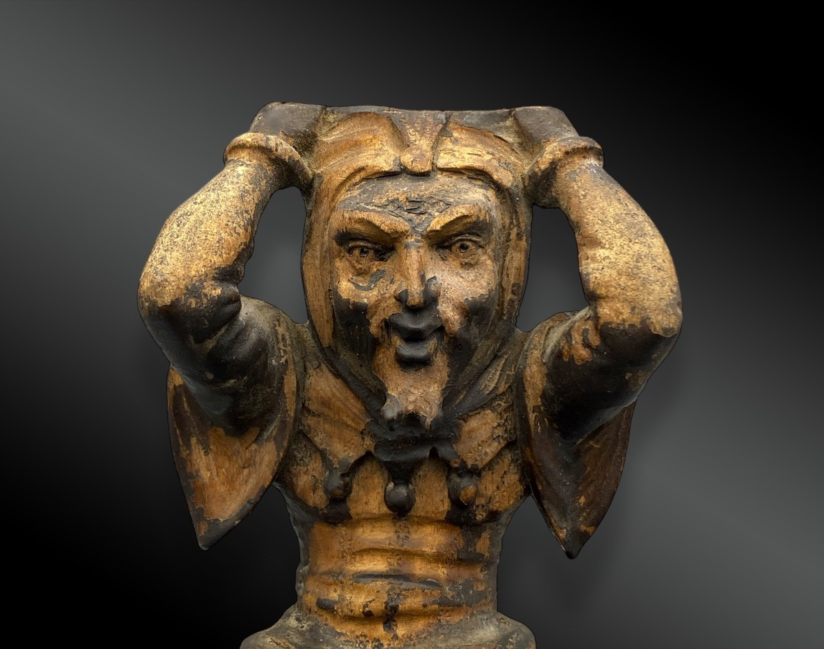 The Fool, Till The Mistress, Wood Sculpture, Furniture Element, Europe, 19th Century-photo-4