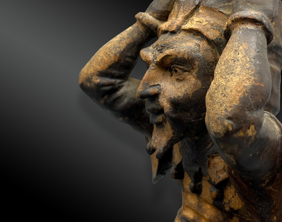 The Fool, Till The Mistress, Wood Sculpture, Furniture Element, Europe, 19th Century-photo-2