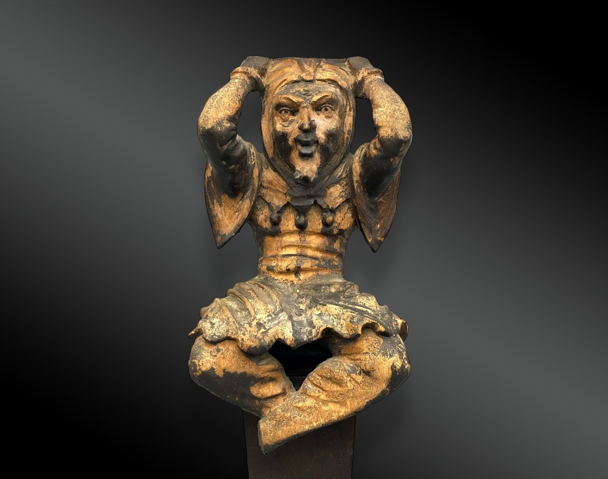 The Fool, Till The Mistress, Wood Sculpture, Furniture Element, Europe, 19th Century