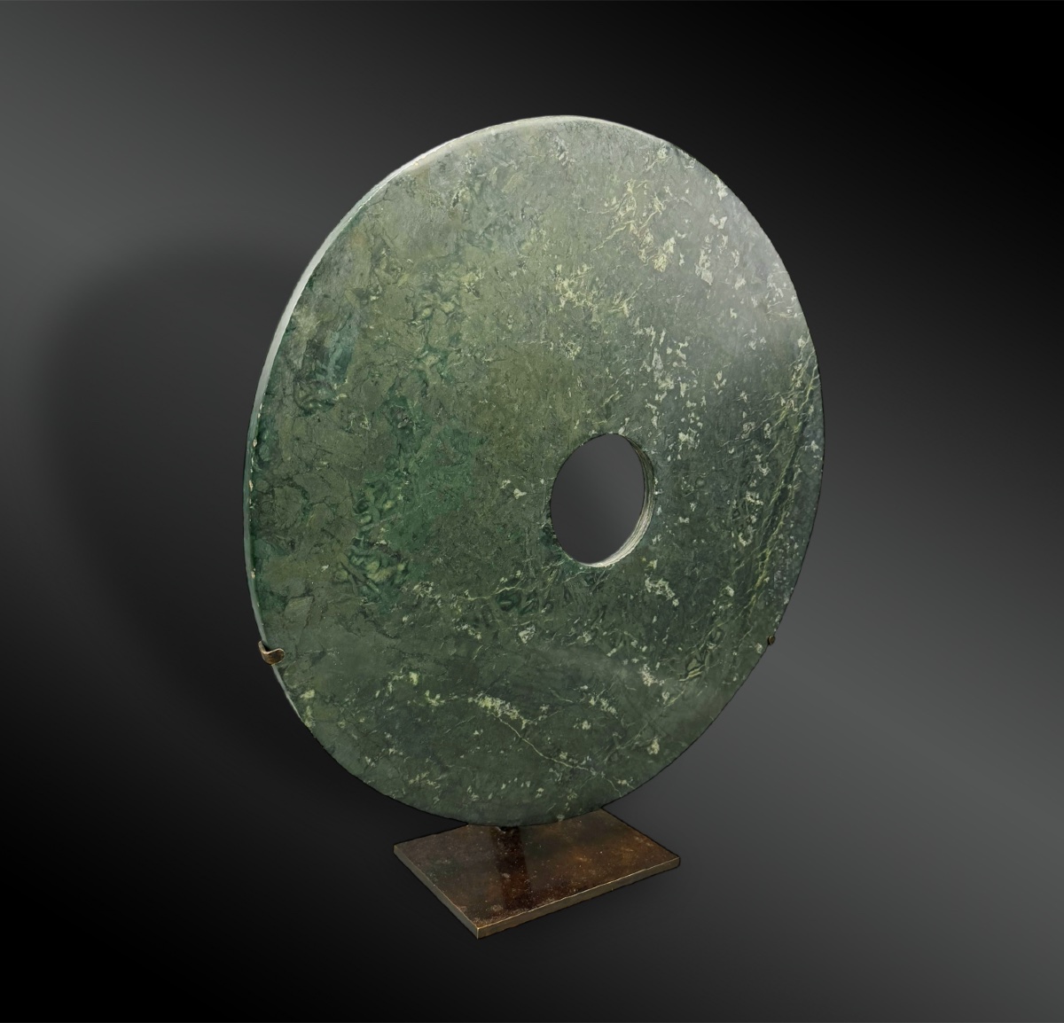 Bi Disc - China - Green Marbled Stone, Likely Jade-photo-3