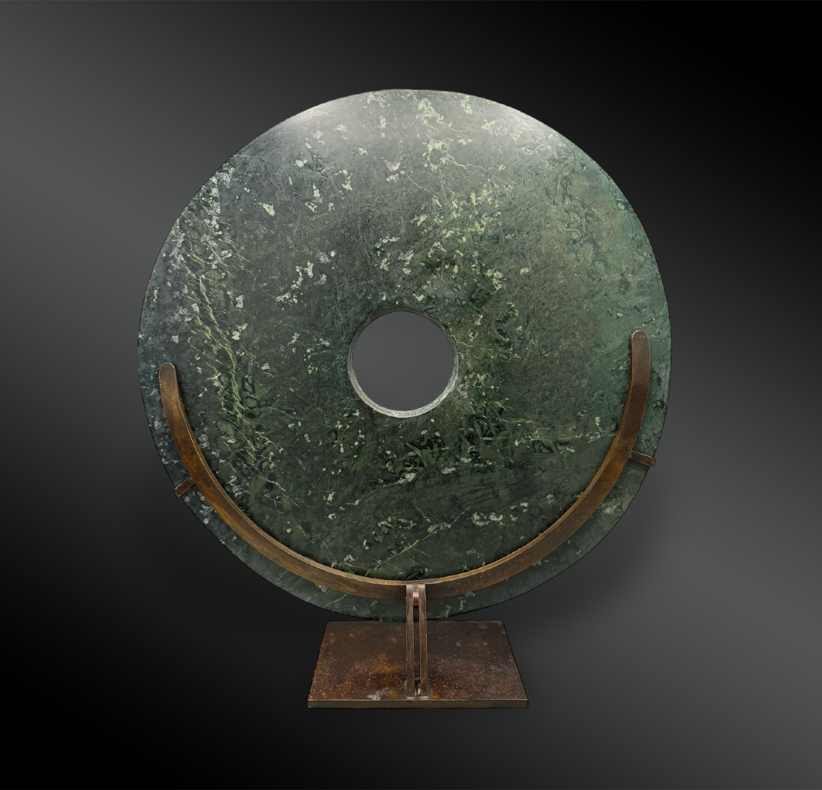 Bi Disc - China - Green Marbled Stone, Likely Jade-photo-4