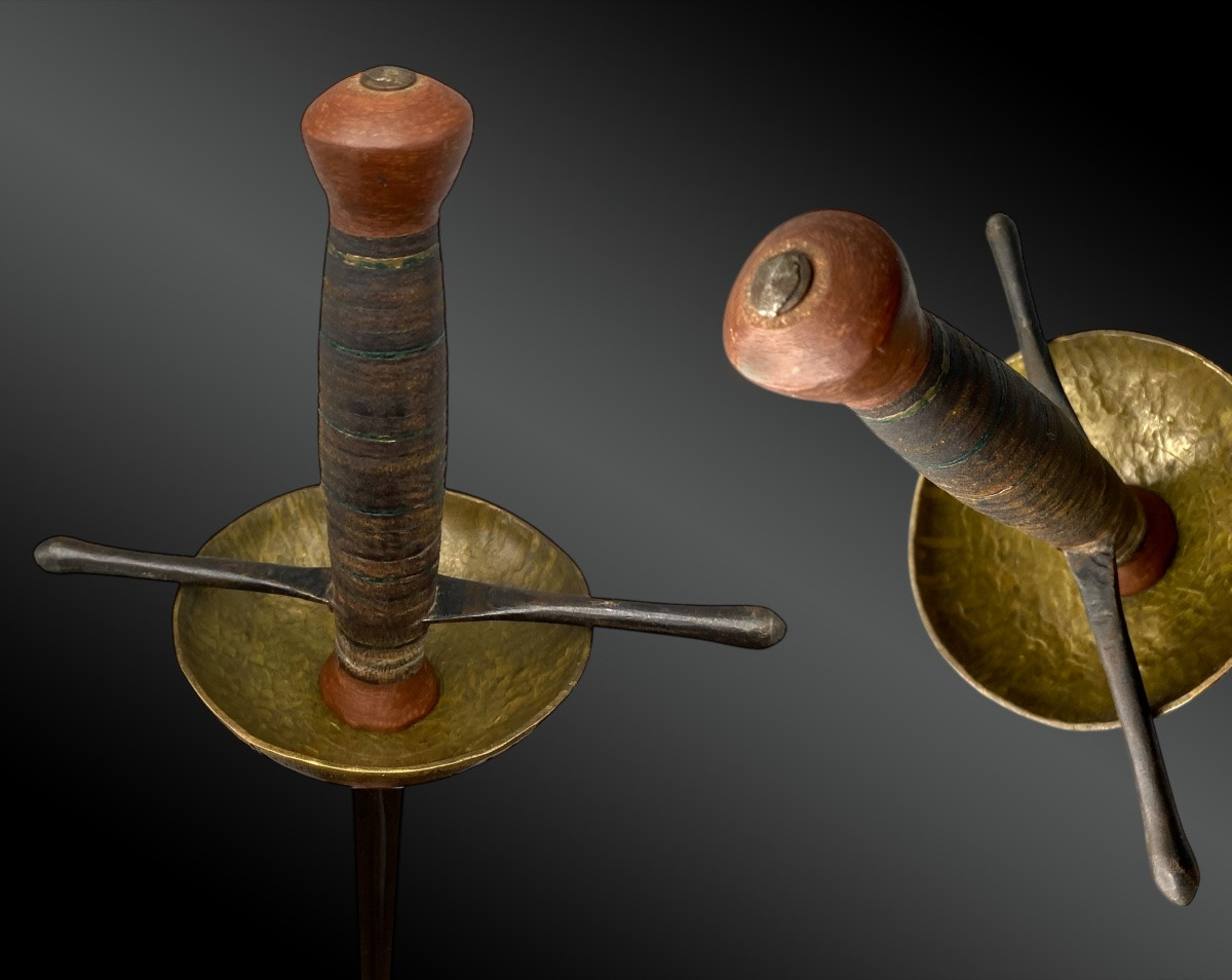 Pair Of Fencing Swords, Souzy The Elder, Brass Shells And Quillon Guards-photo-4